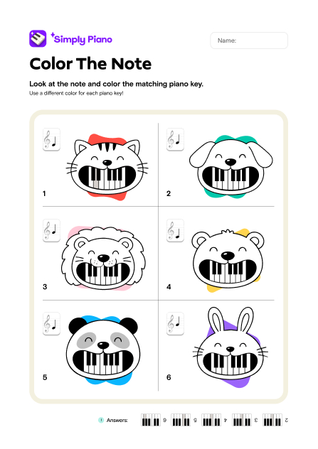 Color the Note - Animals preview